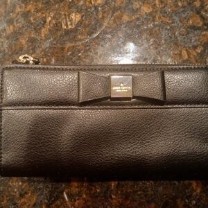 Kate Spade Black Leather Clutch with Bow